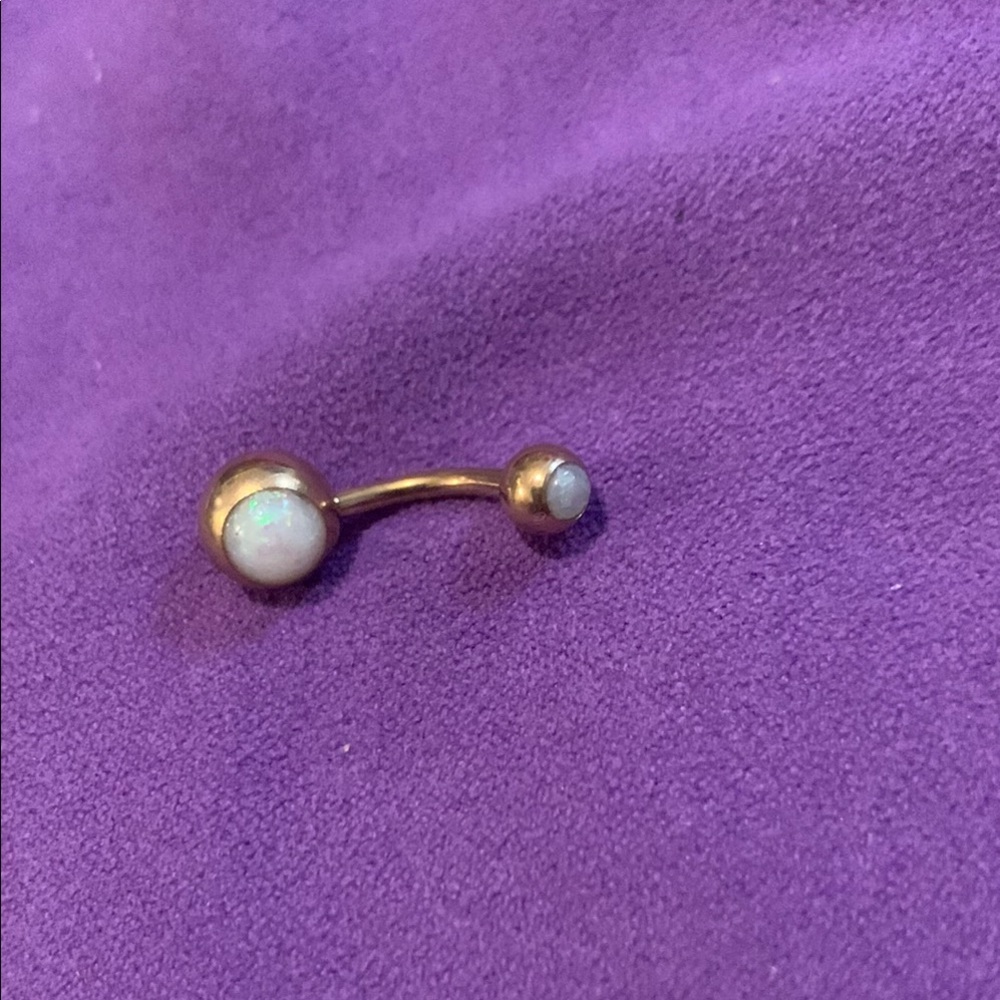 Elegant Rose Gold and Opal Belly Ring